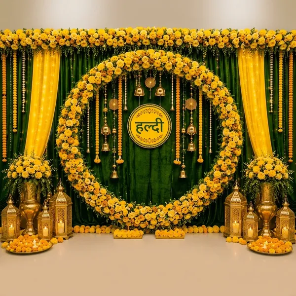 Yellow_Green_Floral_Haldi_Ceremony_Backdrop_Decoration_Set