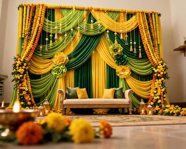 Yellow_Green_Draped_Fabric_Floral_Haldi_Backdrop_Decor_Set