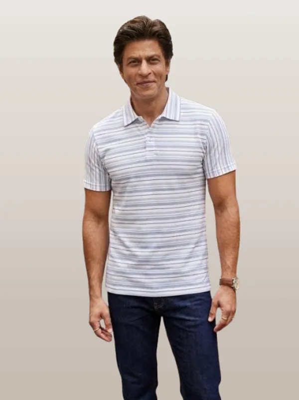 Mens_Blend_Cotton_Light_Wine,Blue,_Navy_Blue_&_White_Stripe_Printed_Polo_T_Shirt