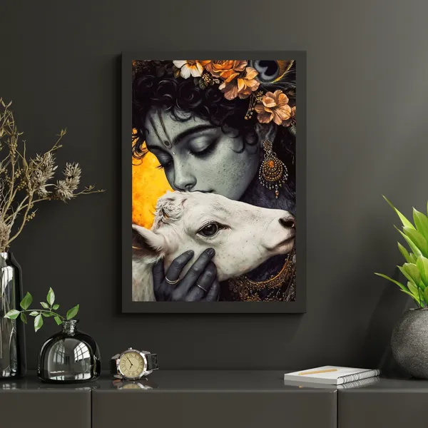 Krishna_Ji_Cow_Wooden_Frame