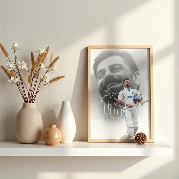 Virat_Kohli_18_Wooden_Frame