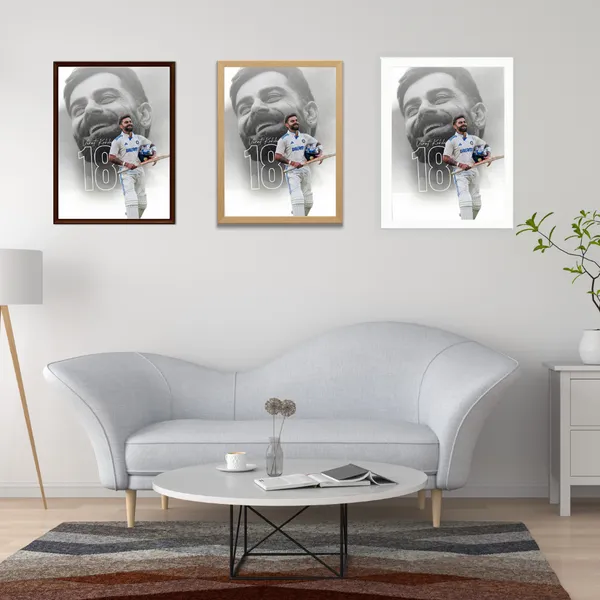Virat_Kohli_18_Wooden_Frame