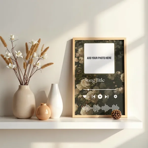 Wooden_Custom_Photo_Music_Song_Frame_with_Floral_Design