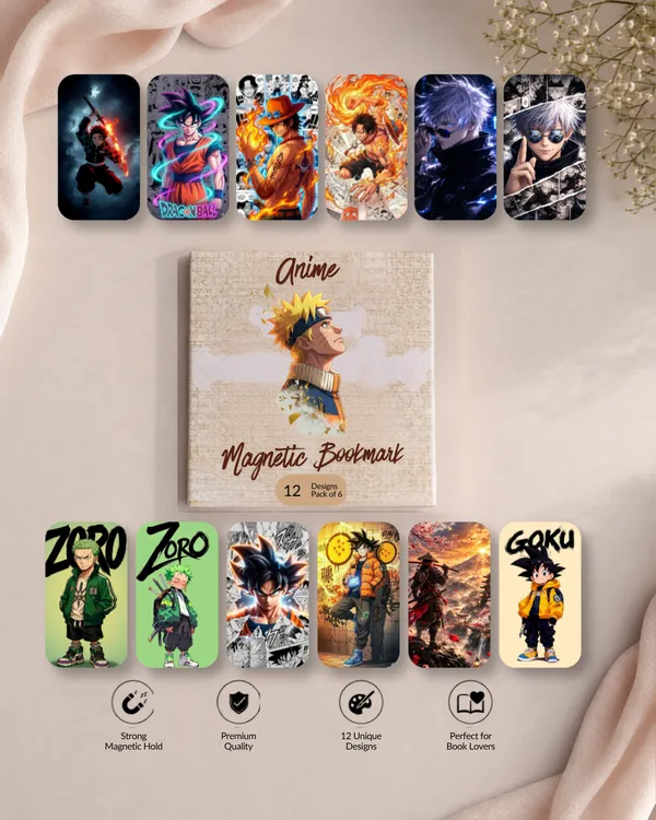 Anime_Character_Print_Magnetic_Bookmark_Pack_Of_12