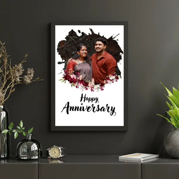 Personalized_Happy_Anniversary_Photo_Frame_with_Floral_Design