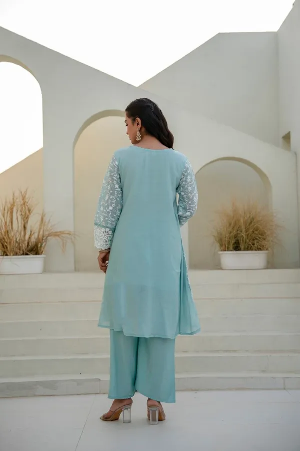 Sea_Green_Cotton_Embroidered_A-Line_Kurta_Palazzo_Dupatta_Set_For_Women