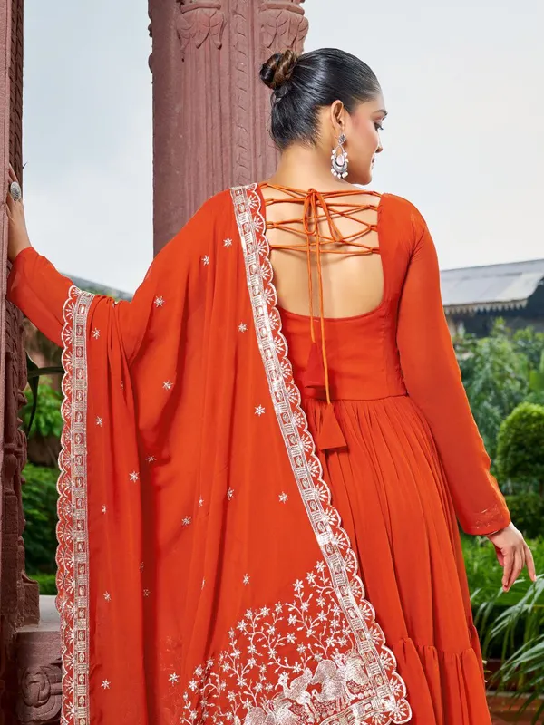 Rust_Orange_Georgette_Flared_Anarkali_Gown_With_Dupatta_For_Women