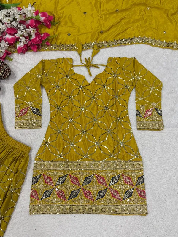 Mustard_Georgette_Sequin_Embroidered_Sharara_Suit_Set_For_Women