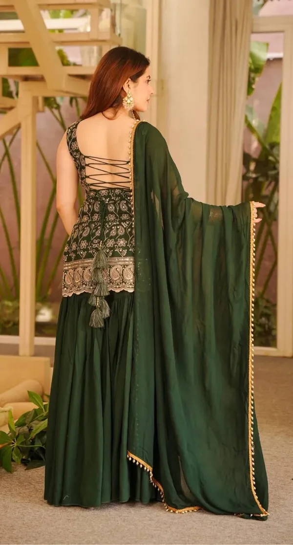Green_Georgette_Embroidered_Sleeveless_Kurta_Sharara_Set_For_Women