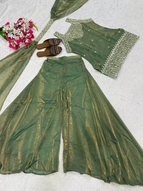 Sea_Green_Silk_Zari_Embroidered_Sleeveless_Kurta_Sharara_Set_For_Women