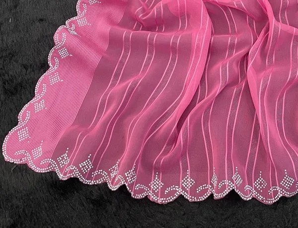 Pink_Chiffon_Striped_Scalloped_Border_Saree_For_Women