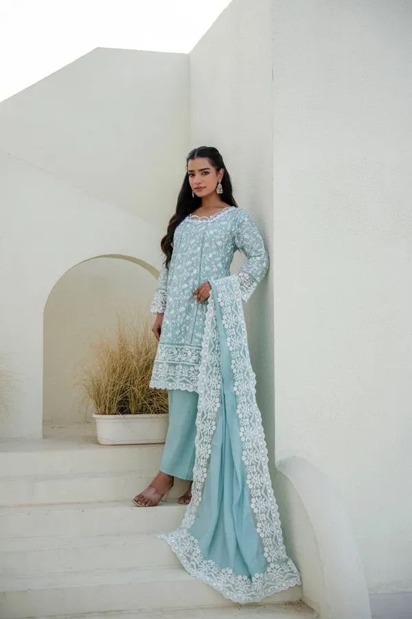 Sea_Green_Cotton_Embroidered_A-Line_Kurta_Palazzo_Dupatta_Set_For_Women
