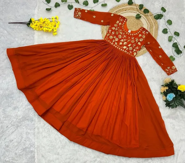 Orange_Georgette_Zari_Sequin_Embroidered_Flared_Anarkali_Gown_For_Women
