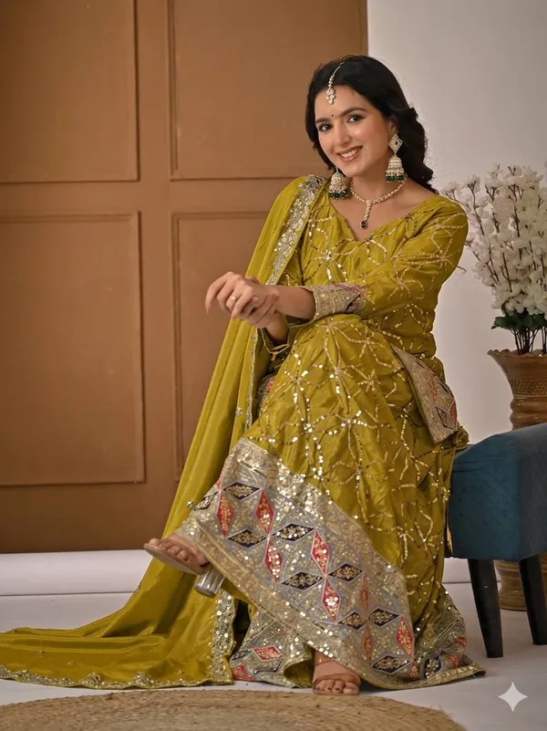 Mustard_Georgette_Sequin_Embroidered_Sharara_Suit_Set_For_Women