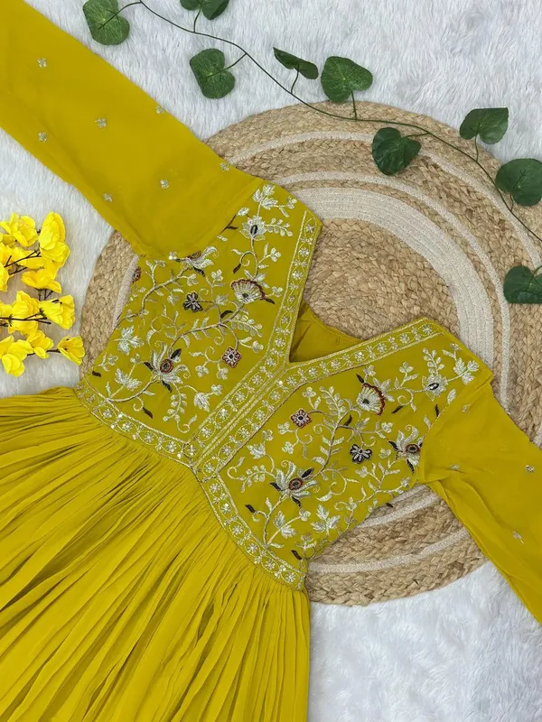 Yellow_Georgette_Embroidered_Anarkali_Gown_With_Dupatta_For_Women