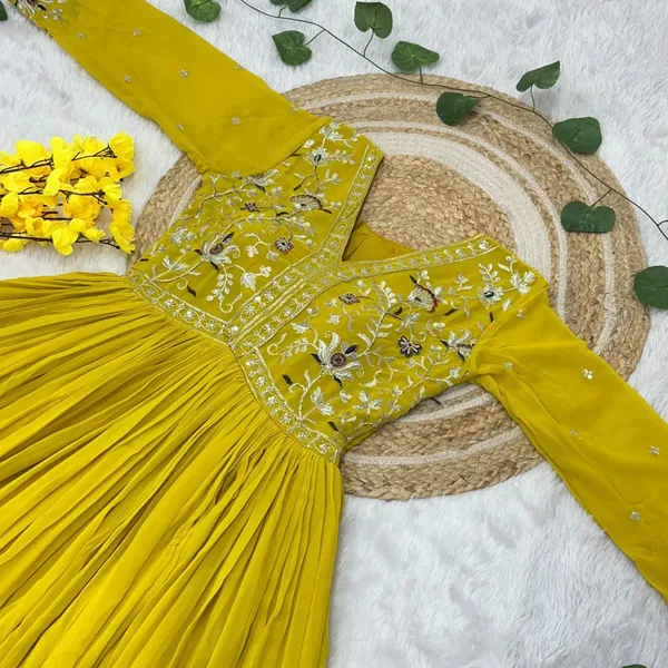 Yellow_Georgette_Embroidered_Anarkali_Gown_With_Dupatta_For_Women