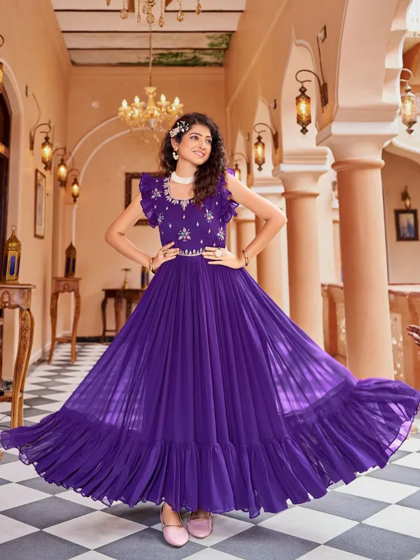 Purple_Georgette_Floral_Embroidered_Flared_Anarkali_Gown_For_Women