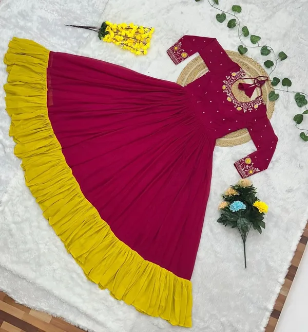 Pink_Georgette_Embroidered_Flared_Ruffle_Anarkali_Gown_For_Women