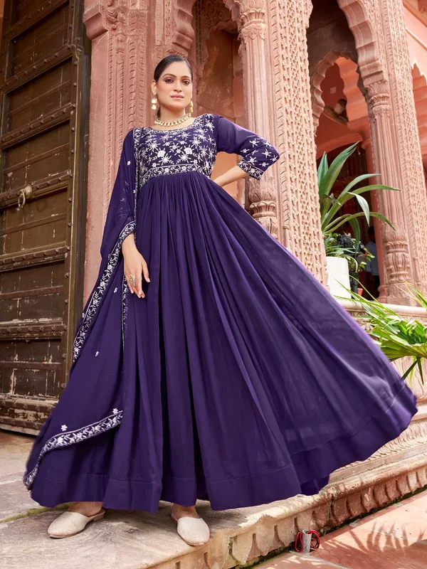 Navy_Blue_Georgette_Embroidered_Anarkali_Gown_With_Dupatta_For_Women