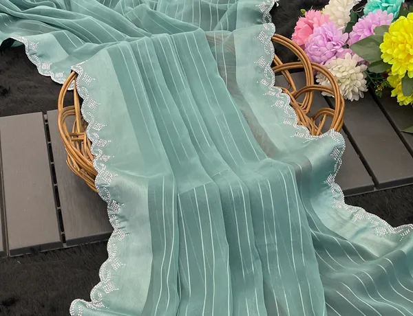 Sea_Green_Chiffon_Striped_Scalloped_Border_Saree_For_Women