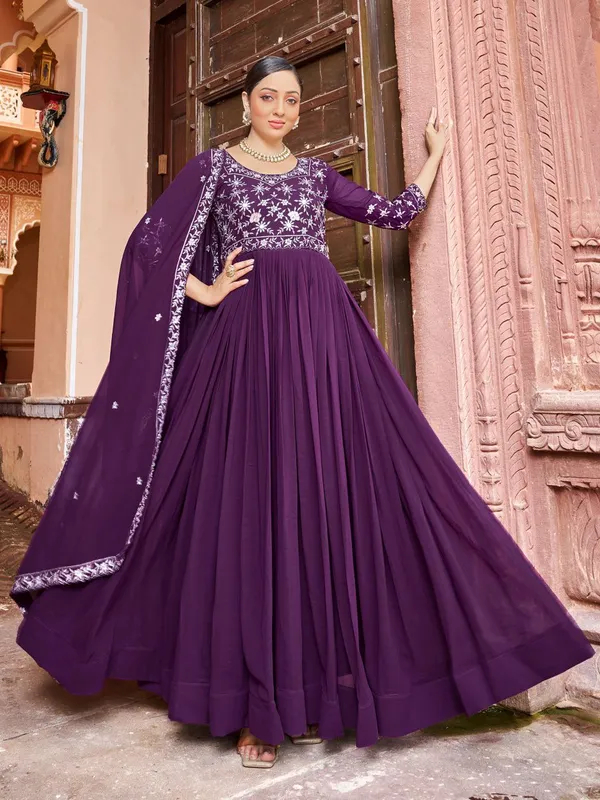 Purple_Georgette_Embroidered_Anarkali_Gown_With_Dupatta_For_Women