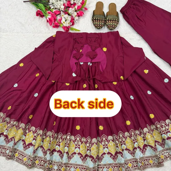 Maroon_Crepe_Silk_Embroidered_Anarkali_Gown_Palazzo_Dupatta_For_Women