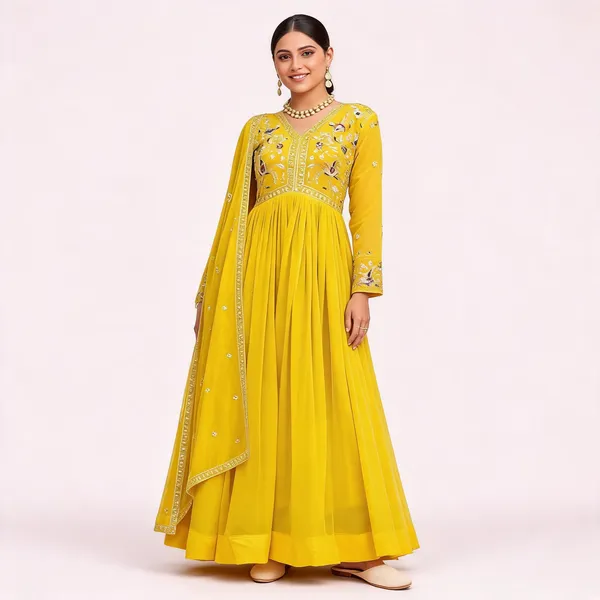 Yellow_Georgette_Embroidered_Anarkali_Gown_With_Dupatta_For_Women