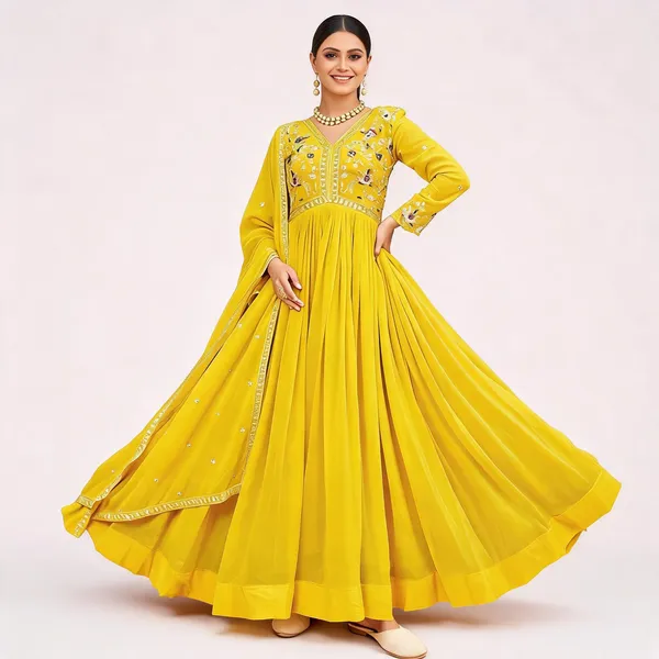 Yellow_Georgette_Embroidered_Anarkali_Gown_With_Dupatta_For_Women
