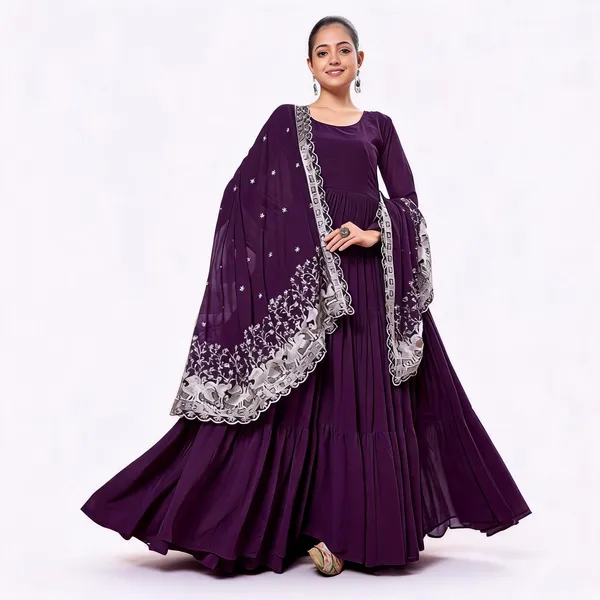 Purple_Georgette_Flared_Anarkali_Gown_With_Dupatta_For_Women