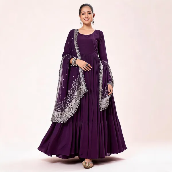 Purple_Georgette_Flared_Anarkali_Gown_With_Dupatta_For_Women