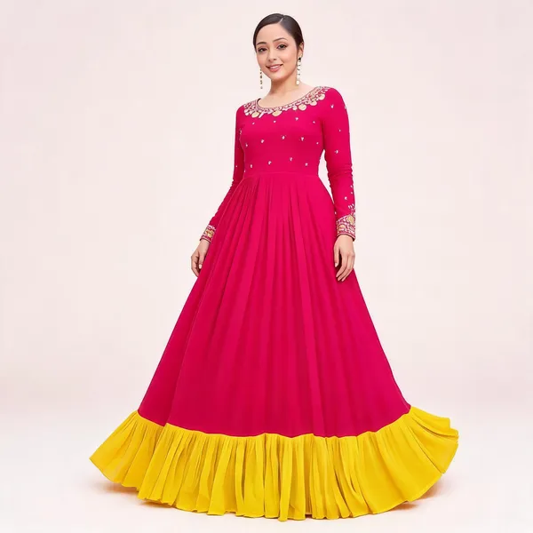 Pink_Georgette_Embroidered_Flared_Ruffle_Anarkali_Gown_For_Women