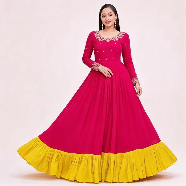 Pink_Georgette_Embroidered_Flared_Ruffle_Anarkali_Gown_For_Women