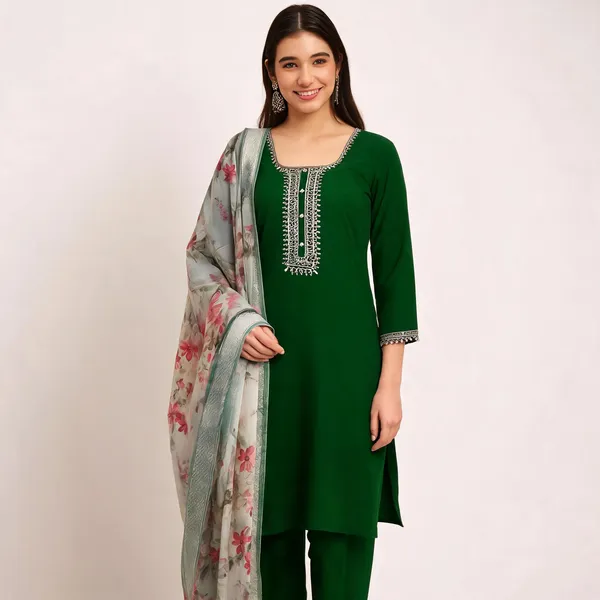 Green_Cotton_Embroidered_Straight_Kurta_Pant_Set_With_Dupatta_For_Women