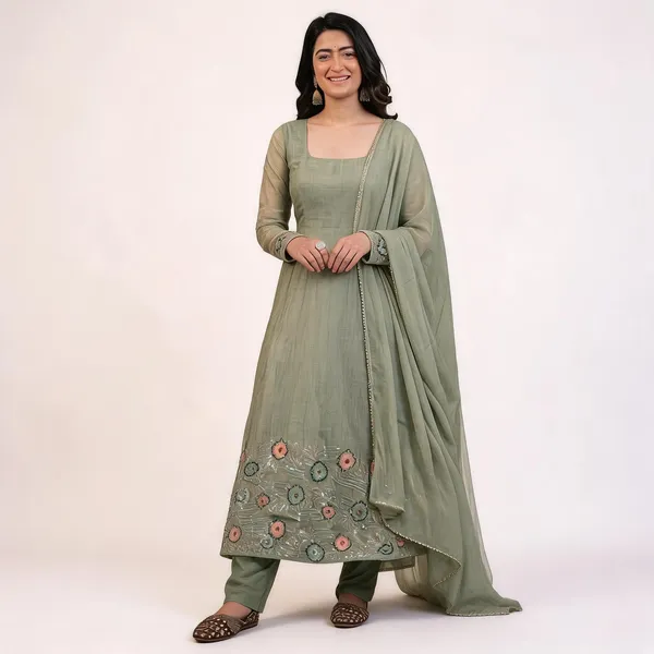 Sage_Green_Crinkle_Silk_Embroidered_Anarkali_Kurta_Pant_Dupatta_For_Women