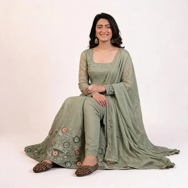 Sage_Green_Crinkle_Silk_Embroidered_Anarkali_Kurta_Pant_Dupatta_For_Women