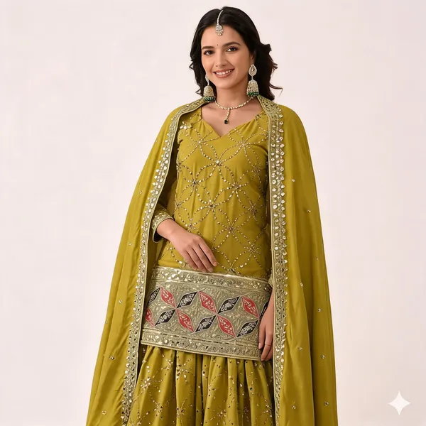 Mustard_Georgette_Sequin_Embroidered_Sharara_Suit_Set_For_Women