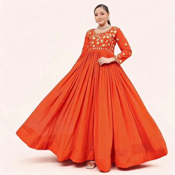 Orange_Georgette_Zari_Sequin_Embroidered_Flared_Anarkali_Gown_For_Women