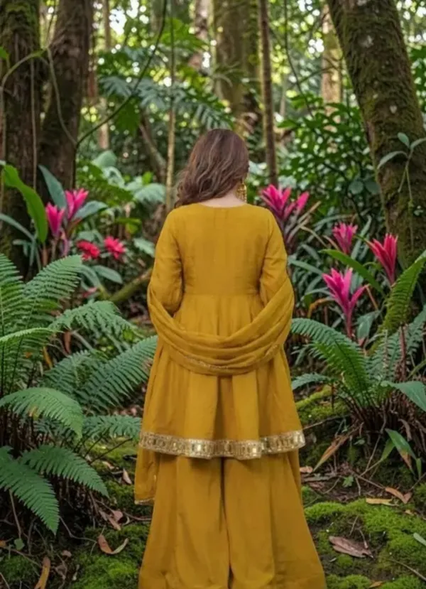 Mustard_Yellow_Chanderi_Silk_Peplum_Kurta_Sharara_Set_For_Women