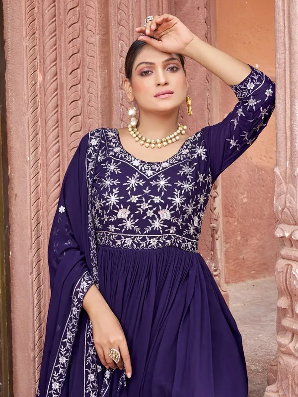 Navy_Blue_Georgette_Embroidered_Anarkali_Gown_With_Dupatta_For_Women