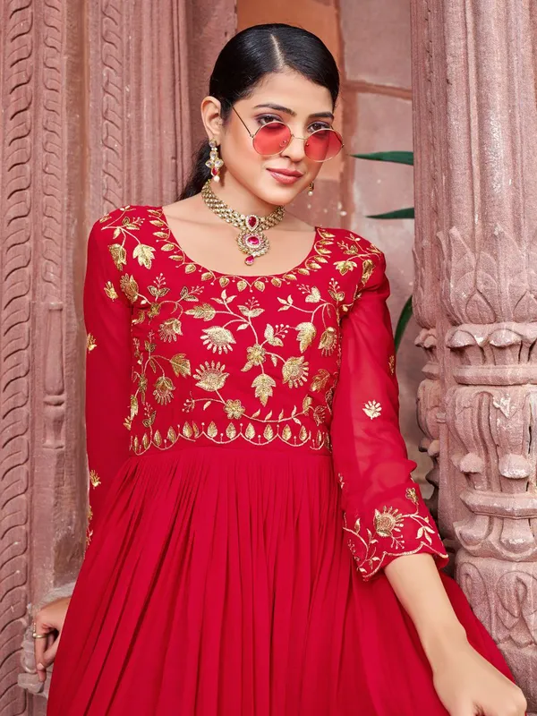 Red_Georgette_Zari_Sequin_Embroidered_Flared_Anarkali_Gown_For_Women