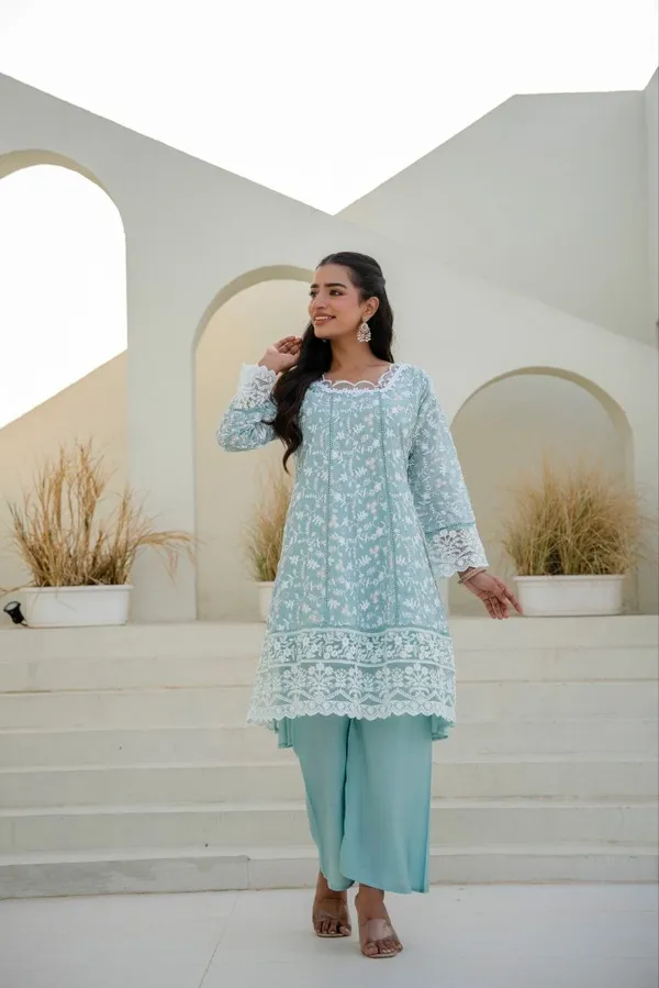 Sea_Green_Cotton_Embroidered_A-Line_Kurta_Palazzo_Dupatta_Set_For_Women