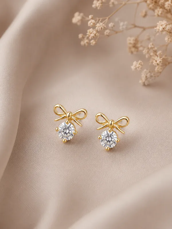 925_Sterling_Silver_22K_Gold_Plated_Bow_Knot_CZ_Stud_Earrings