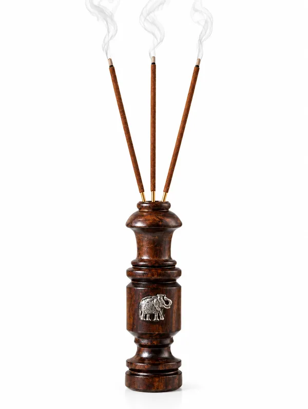 925_Silver_Elephant_Agarbatti_Stand_with_Rose_Wood_Base_for_Gifting