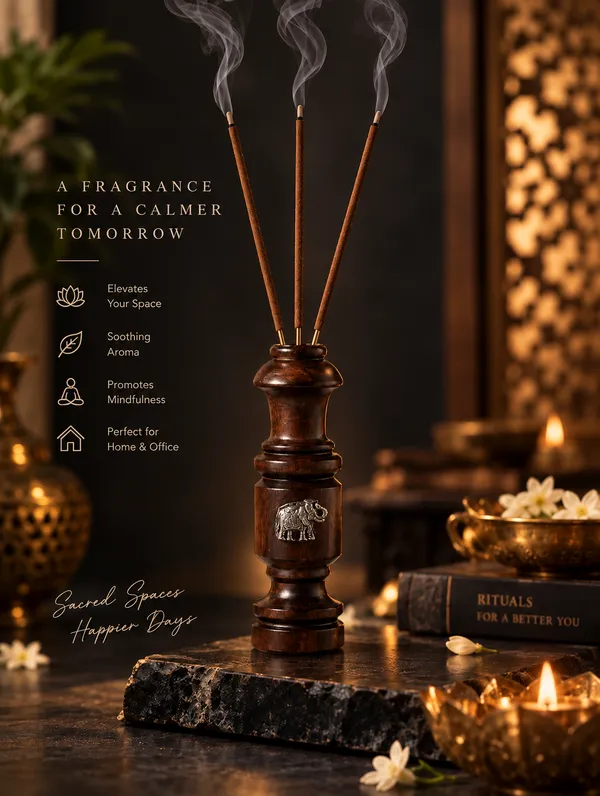 925_Silver_Elephant_Agarbatti_Stand_with_Rose_Wood_Base_for_Gifting