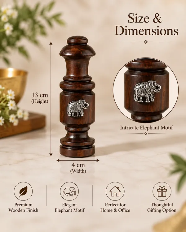 925_Silver_Elephant_Agarbatti_Stand_with_Rose_Wood_Base_for_Gifting