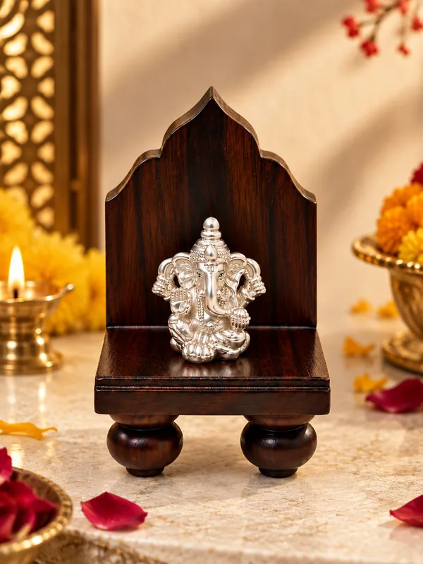 925_Silver_Ganpati_Idol_with_Rose_Wood_Singhasan