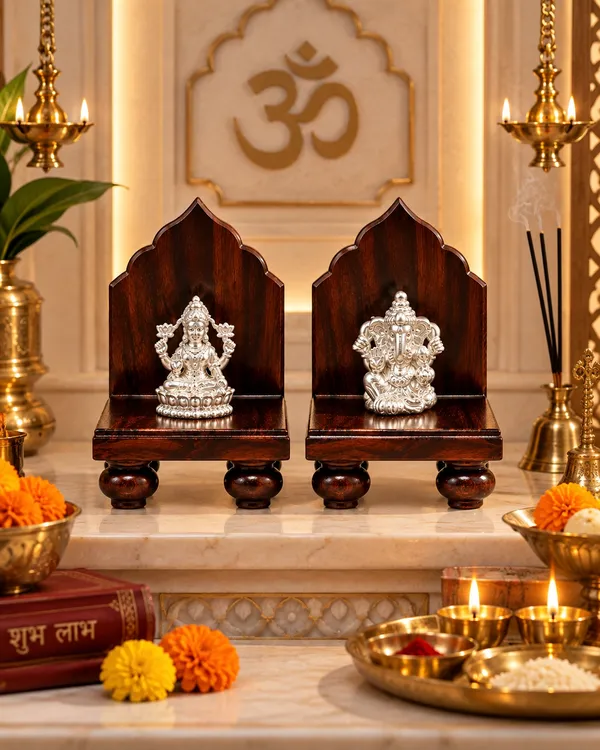 925_Silver_Lakshmi_Ganesh_Idol_Set_with_Rose_Wood_Singhasan