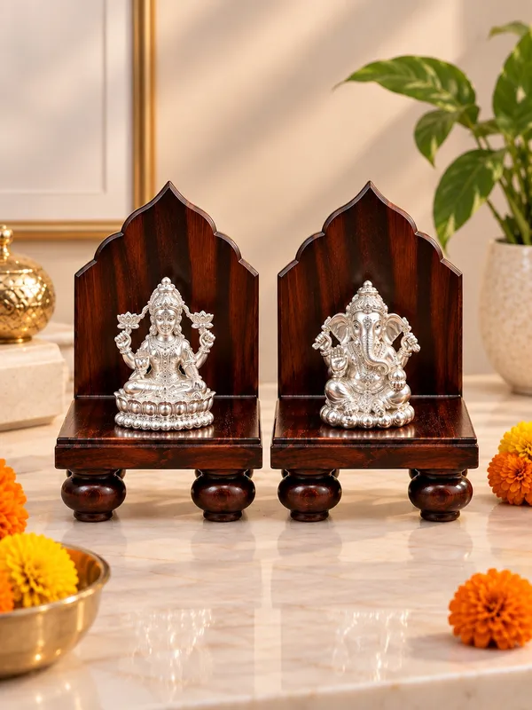 925_Silver_Lakshmi_Ganesh_Idol_Set_with_Rose_Wood_Singhasan