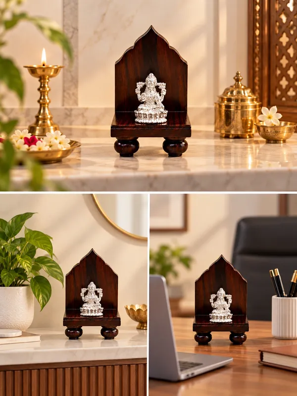 925_Silver_Lakshmi_Idol_with_Rose_Wood_Singhasan