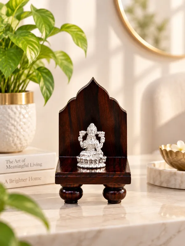 925_Silver_Lakshmi_Idol_with_Rose_Wood_Singhasan